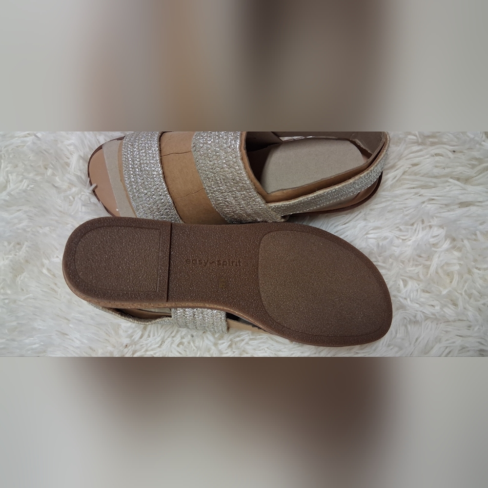 Easy Spirit Women's Silver Double-Strap Metallic Sandals - Picture 2 of 3